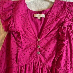 Loft pink eyelet sleeveless summer dress